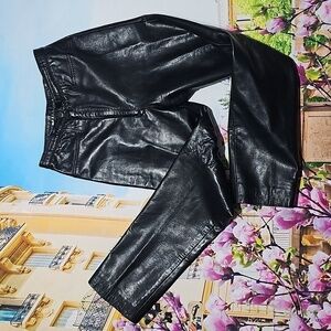 Sibylle Lyn Vintage Black High-Waisted Leather Skinny Pants Size XS